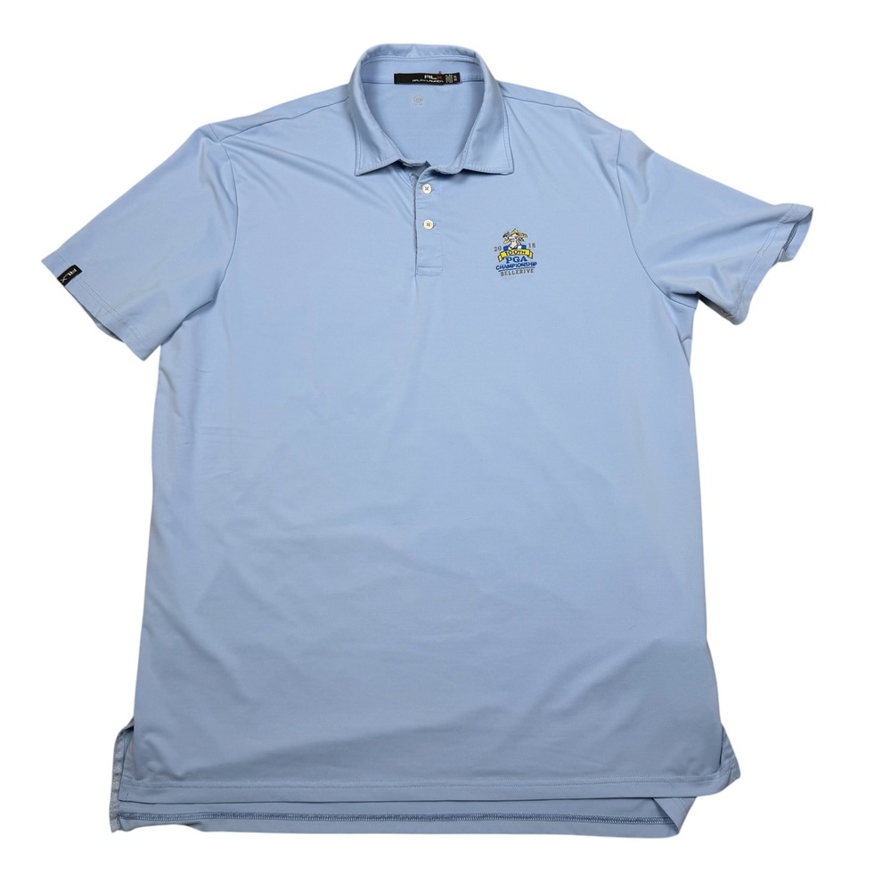 RLX Ralph Lauren Mens XL Blue 100th PGA Championship Bellerive Golf Polo Shirt
